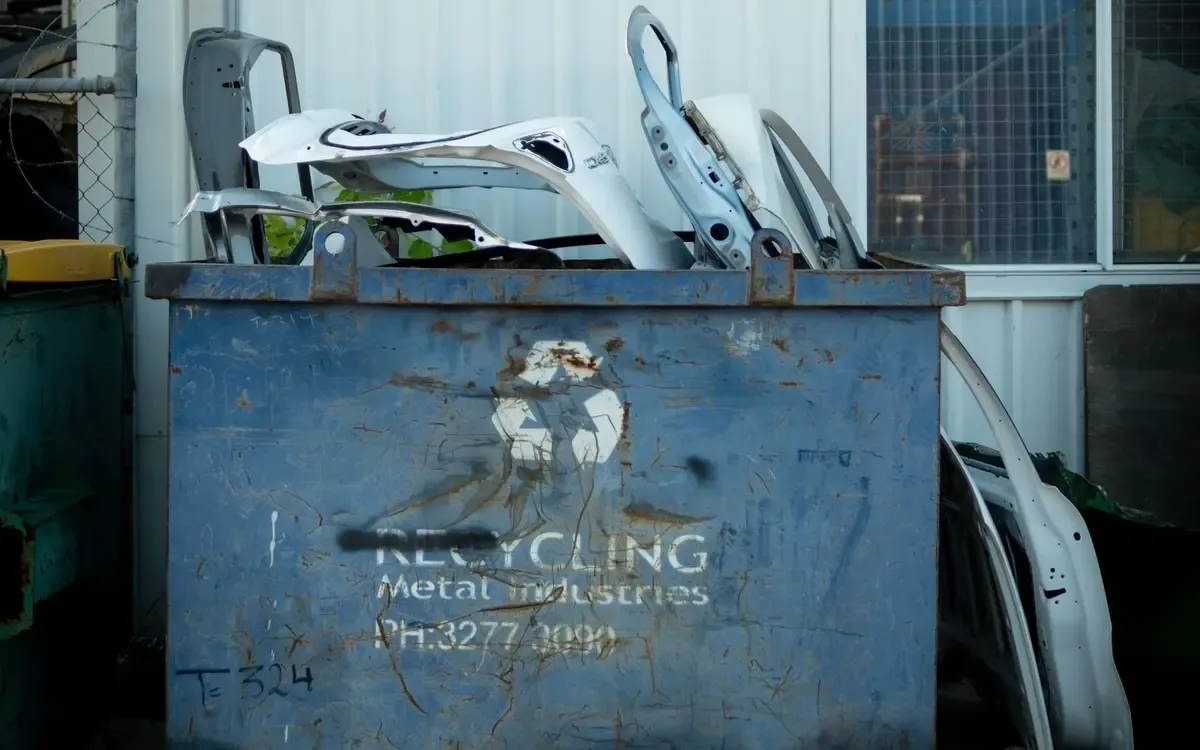 Scrap Metal Bins for Workshops Scrap metal recycling bins containing sorted metal offcuts at a workshop